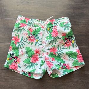 Janie and Jack Floral Swim Trunks - Green and Pink